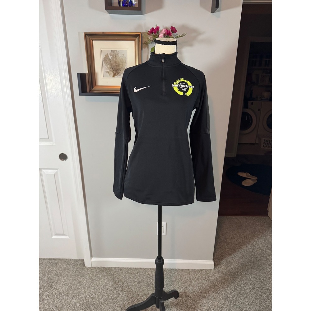 Nike Womens Dri-FIT 1/4 Zip Pullover Black Nirvana 360 Graphic Small